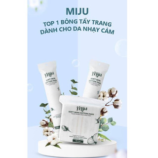 Bông tẩy trang 100% cotton Miju - Dập viền chắc chắn - Không xơ bông - CÔ THƯ MARKET