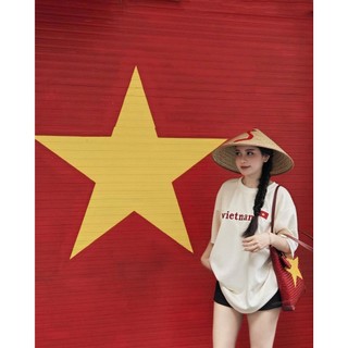 Áo Phông Nam Nữ Thêu Viet Nam Cờ Đỏ Sao Vàng Áo Thun Unisex Ngắn Tay Form Rộng Quốc Khánh 2/9
