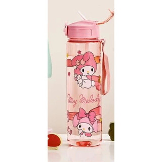 Bình nước thể thao Cameido 800ml có ống hút chống tràn họa tiết hoạt hình dễ thương