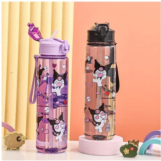 Bình nước thể thao Cameido 800ml có ống hút chống tràn họa tiết hoạt hình dễ thương