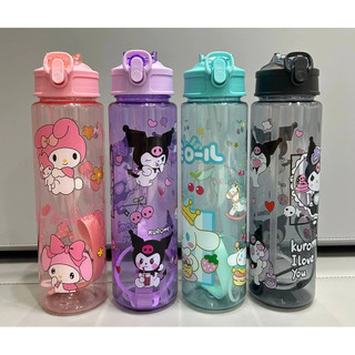 Bình nước thể thao Cameido 800ml có ống hút chống tràn họa tiết hoạt hình dễ thương