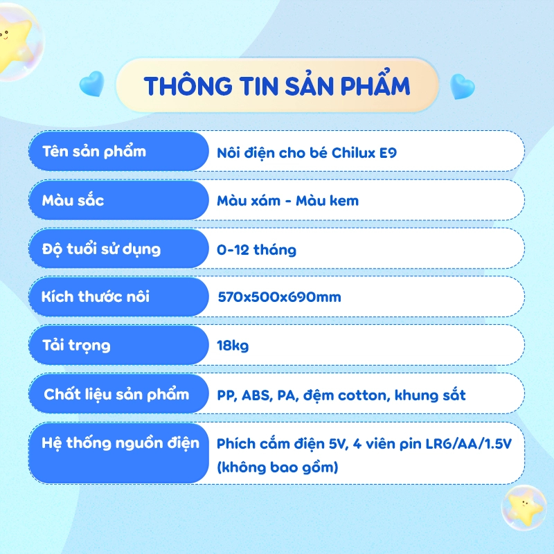 Nôi điện Chilux cho bé E9 có điều khiển từ xa, Bluetooth, điều chỉnh 5 chế độ | BigBuy360 - bigbuy360.vn