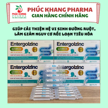 MEN TIÊU HÓA ENTERGOLZINC (Hộp 20 ống x 5ml). GIÚP HỖ TRỢ TIÊU HÓA, TĂNG CƯỜNG SỨC KHỎE ĐƯỜNG RUỘT,..