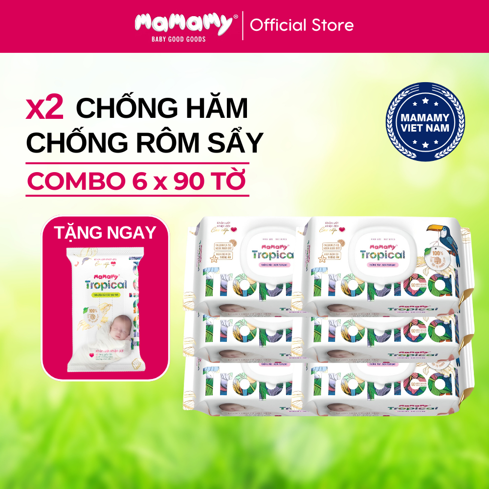 Khăn Ướt Cao Cấp Mamamy Tropical 90 Tờ Mềm Mại, An Toàn, Không Mùi ...