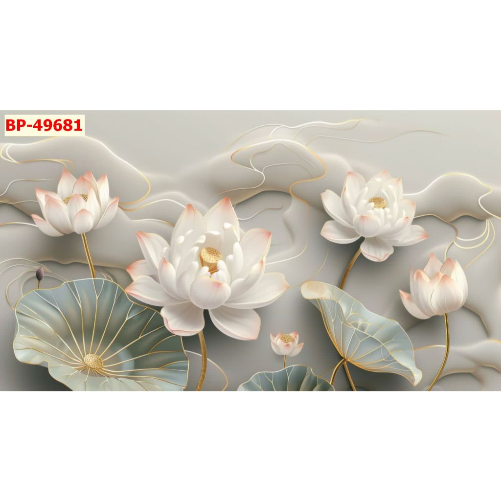 Tranh lụa 3D phong cảnh đầm sen, decor phòng khách lịch sự, trang nhã