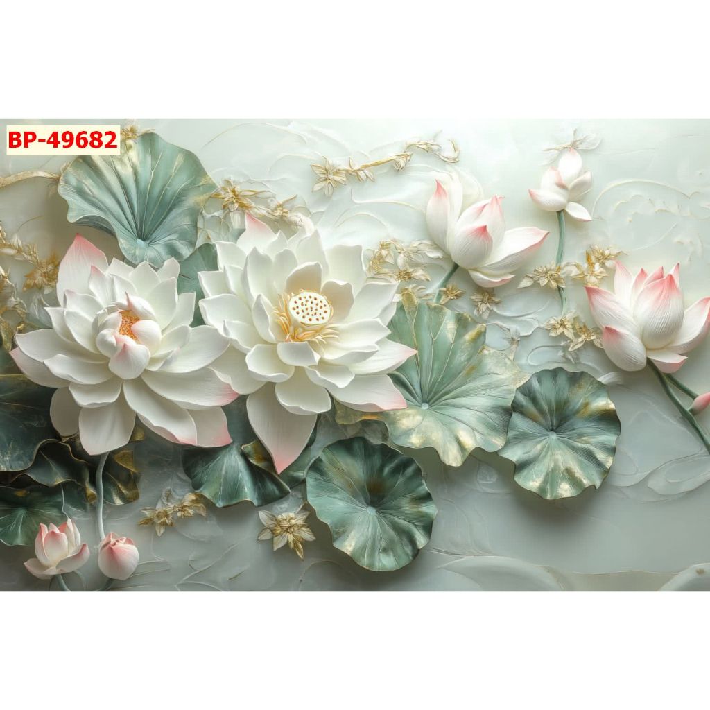 Tranh lụa 3D phong cảnh đầm sen, decor phòng khách lịch sự, trang nhã
