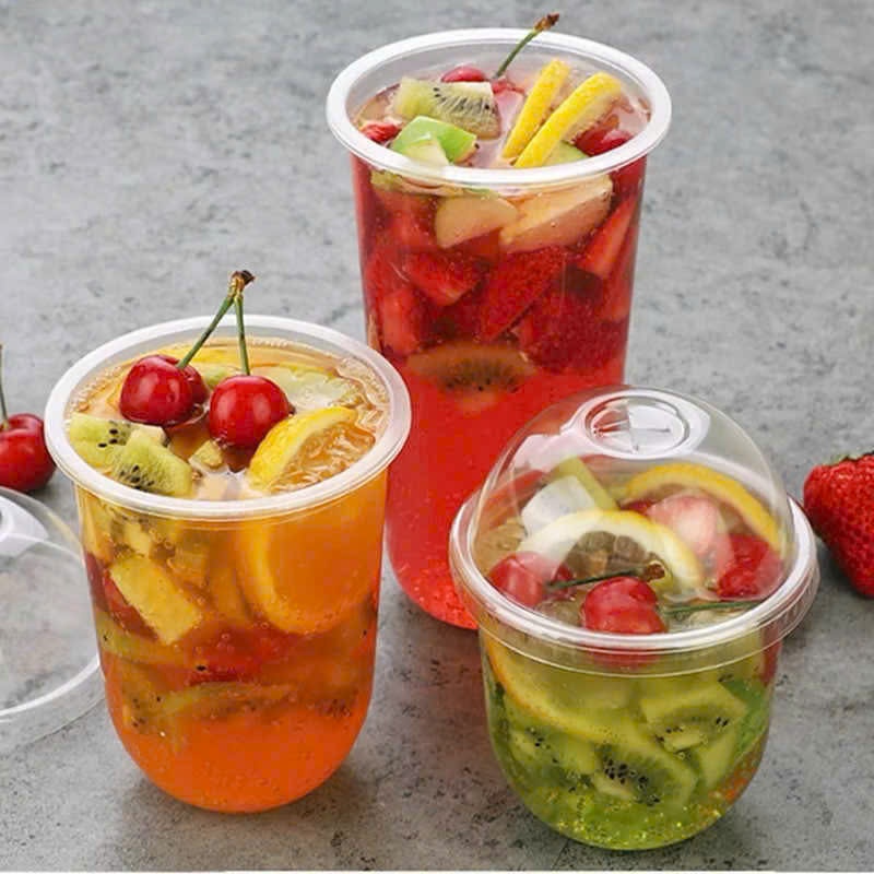 50 Ly nhựa - Cốc nhựa chữ U đáy bầu , dùng 1 lần, giá rẻ, đựng được nóng-lạnh, cà phê, trà sữa, trà trái cây