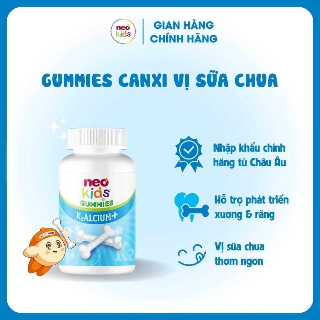 Gummies canxi vị sữa chua NeoKids hộp 60 viên nhai date mới