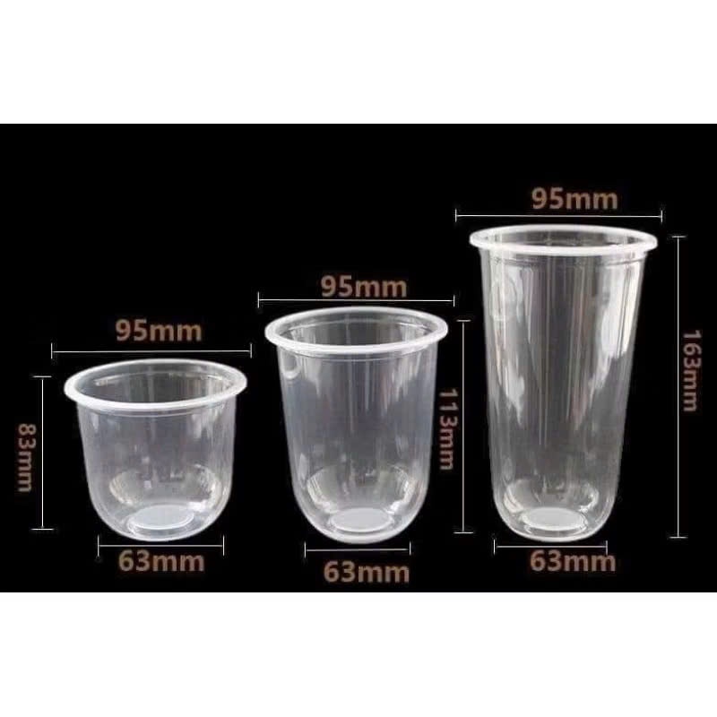 50 Ly nhựa - Cốc nhựa chữ U đáy bầu , dùng 1 lần, giá rẻ, đựng được nóng-lạnh, cà phê, trà sữa, trà trái cây