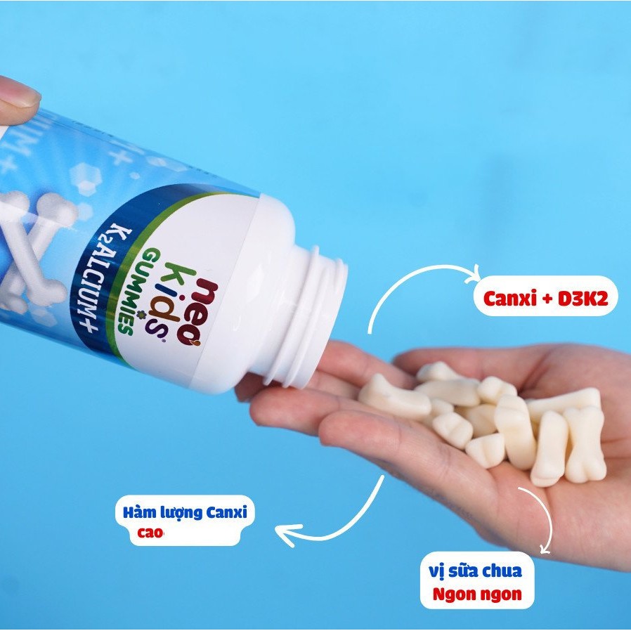 Gummies canxi vị sữa chua NeoKids hộp 60 viên nhai date mới