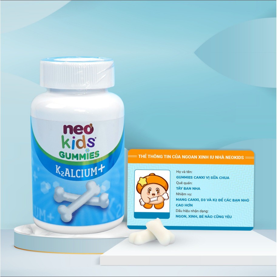 Gummies canxi vị sữa chua NeoKids hộp 60 viên nhai date mới