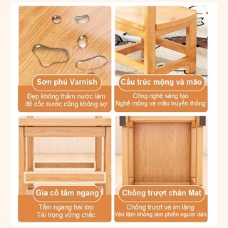 Panda ghế gỗ ghế trẻ em Ghế thấp tựa lưng gỗ nguyên khối cho trẻ em góc bo tròn chống va chạm