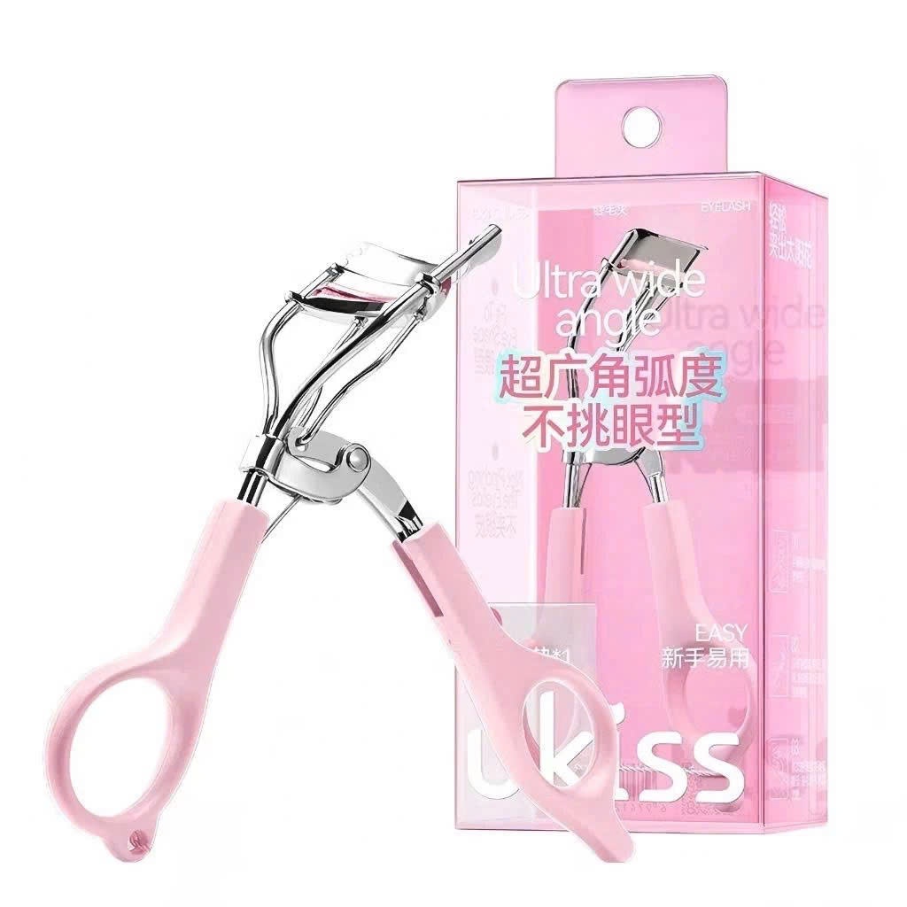 Kẹp Bấm Mi UKISS Dụng Cụ Kẹp Lông Mi Uốn Lông Mi Góc Rộng Giúp Cong Lâu Kèm Đệm Thay Thế Tiện Dụng