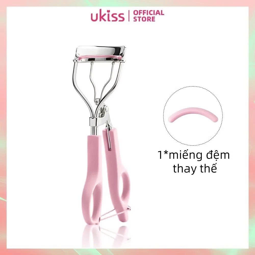 Kẹp Bấm Mi UKISS Dụng Cụ Kẹp Lông Mi Uốn Lông Mi Góc Rộng Giúp Cong Lâu Kèm Đệm Thay Thế Tiện Dụng