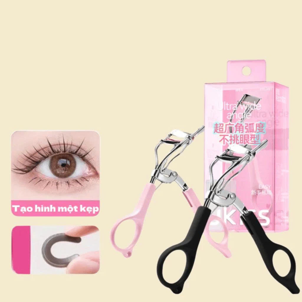 Kẹp Bấm Mi UKISS Dụng Cụ Kẹp Lông Mi Uốn Lông Mi Góc Rộng Giúp Cong Lâu Kèm Đệm Thay Thế Tiện Dụng