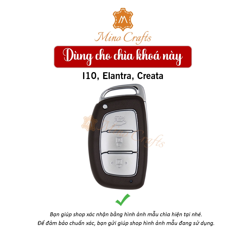 Bao da chìa khóa Hyundai Tucson, Creta, Venue, I10, I20, Elantra, Bao da chìa khóa thủ công