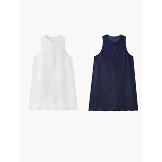 𝗗𝗶𝗻𝗲𝘀 𝗗𝗿𝗲𝘀𝘀-|LY LINEN| Đầm Linen cổ yếm cộc tay nút bọc