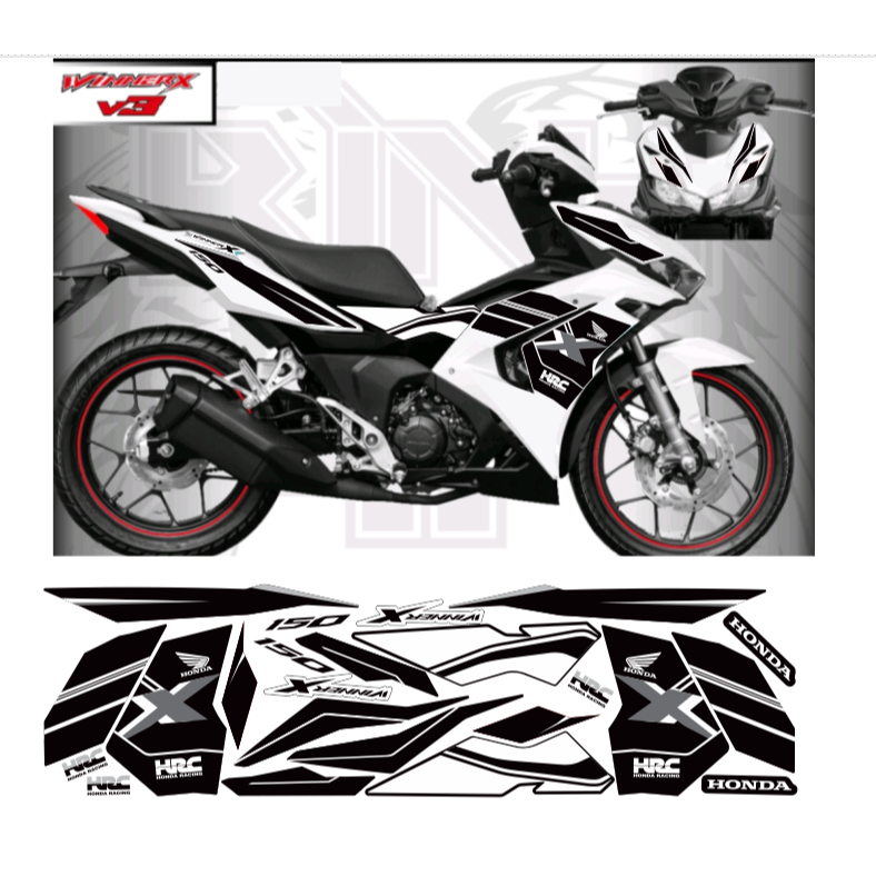 Tem rời WINNER X V3 V4  mẫu HRC trắng đen thích hợp nền trắng chất liệu in 3 lớp chống nước không phai màu.
