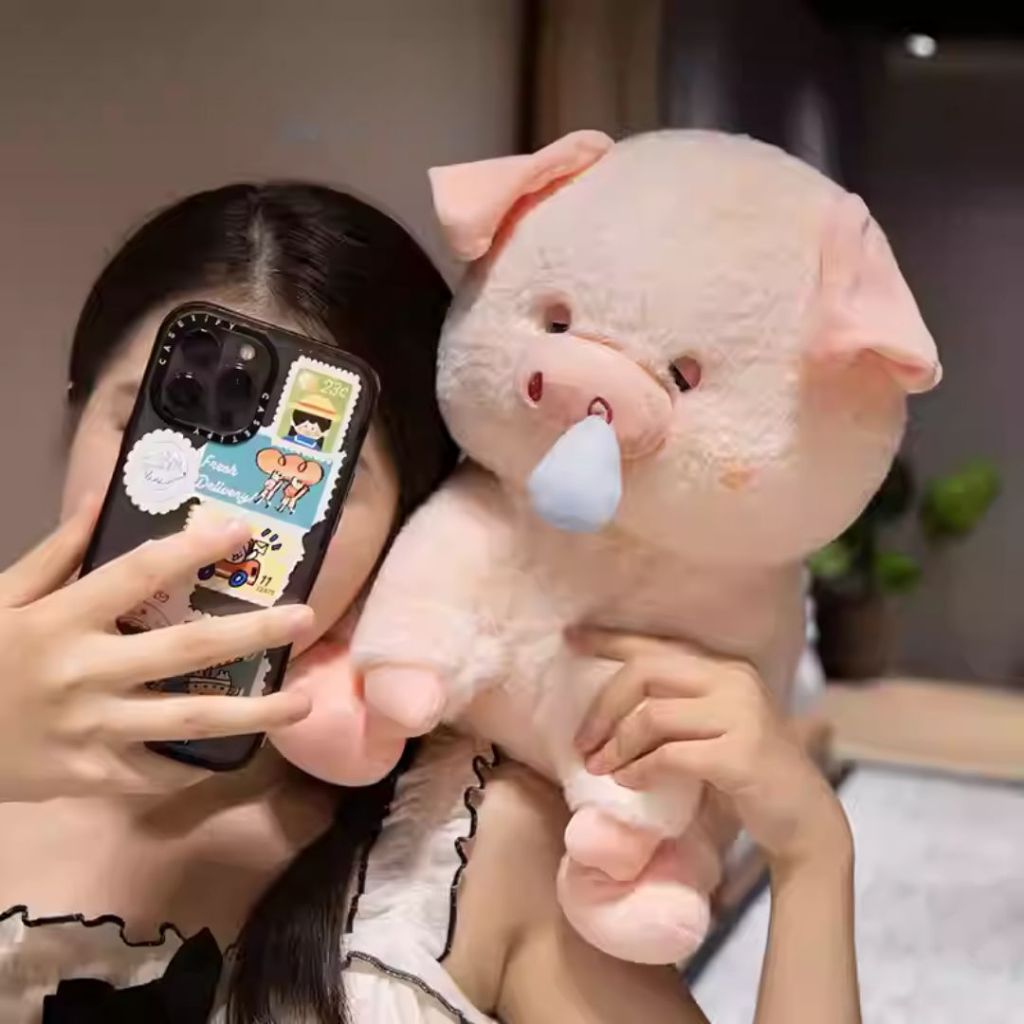 Gấu bông heo, pig chảy nước mũi dễ thương, Thú nhồi bông lợn hồng lông thỏ làm quà tặng sinh nhật cho bé
