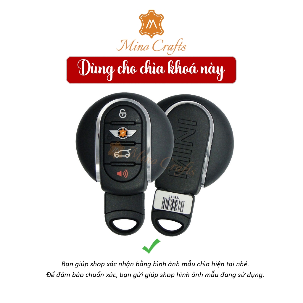 Bao da chìa khóa Mini Cooper, Countryman, Paceman, Roadster, Bao da chìa khóa thủ công, Da bò thật