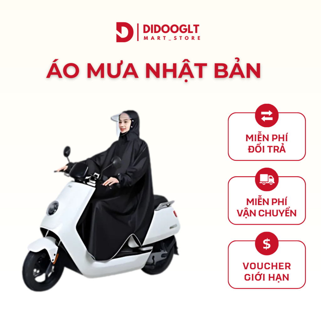 Áo mưa đi xe máy DIDOOGLT phong cách Nhật Bản chất liệu dày dặn có kính chắn mưa chống thấm tốt