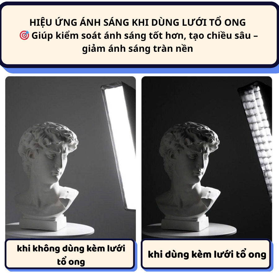 Đèn livestream, đèn softbox tổ ong 60x90cm, ánh sáng 3 màu quay video chụp hình livestream chuyên nghiệp