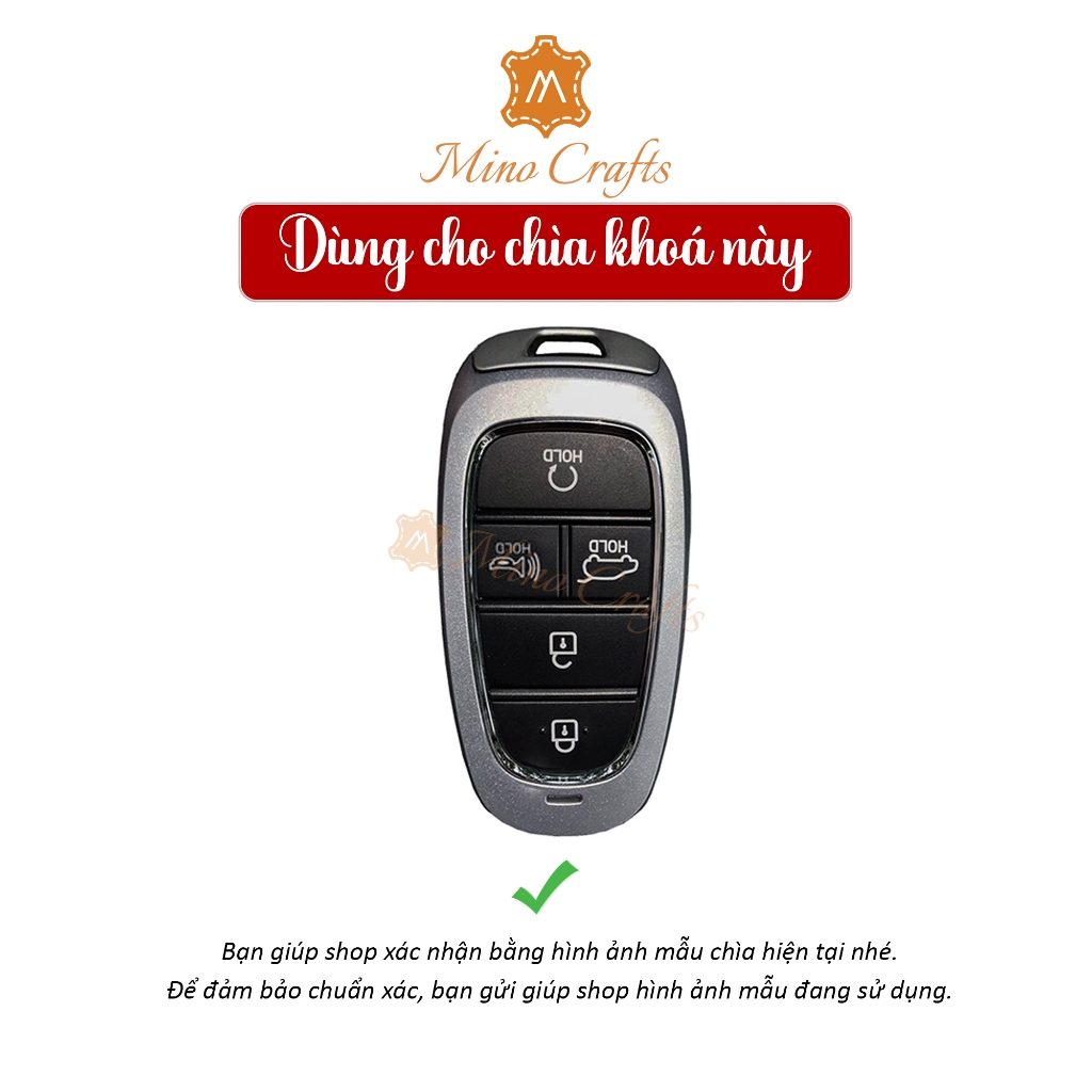 Mino Crafts- Bao da chìa khóa Hyundai Santafe 22-24, Tucson, Palisade - Da bò thật - Nhiều màu sắc