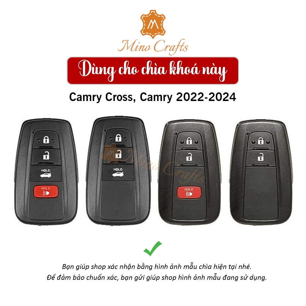 Mino Crafts - Bao Da Chìa Khóa Xe TOYOTA Camry 22-24, Corolla Cross, Corolla Altis, Chế tác thủ công