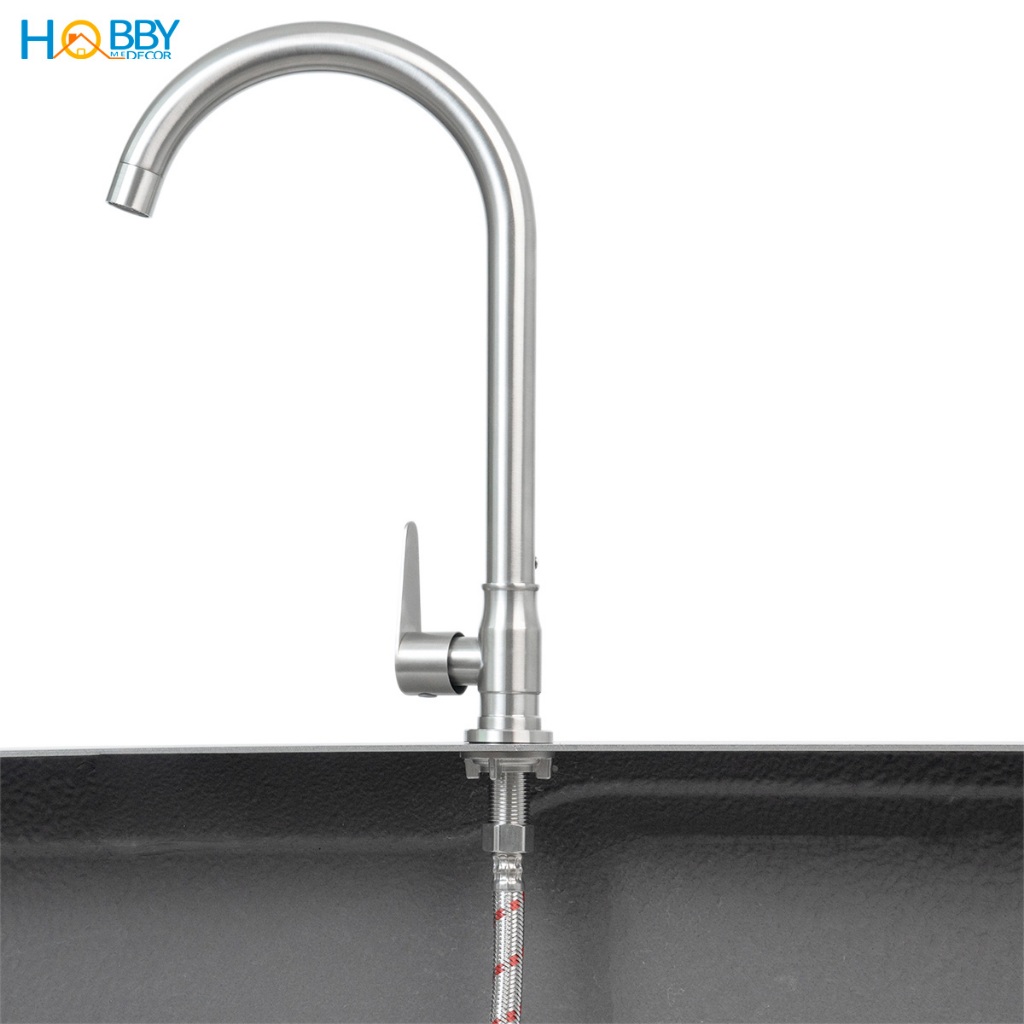 Vòi rửa chén bát lạnh gắn chậu inox 304 xoay tròn Hobby home decor RL1