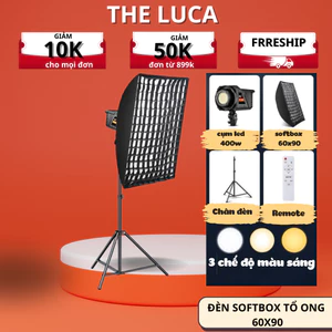 Đèn livestream, đèn softbox tổ ong 60x90cm, ánh sáng 3 màu quay video chụp hình livestream chuyên nghiệp