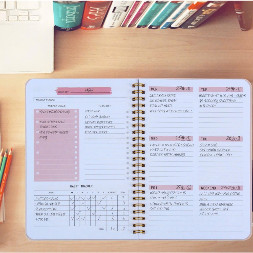 Sổ Tay Kế Hoạch 5 Phút, Weekly Planner 52 Tuần Không Có Năm, Sổ Planner In Màu, Giấy 100 GSM Dày Dặn