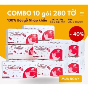 COMBO 10 gói Khăn giấy ăn rút 280 tờ siêu dai mềm mịn - Giấy ăn cao cấp