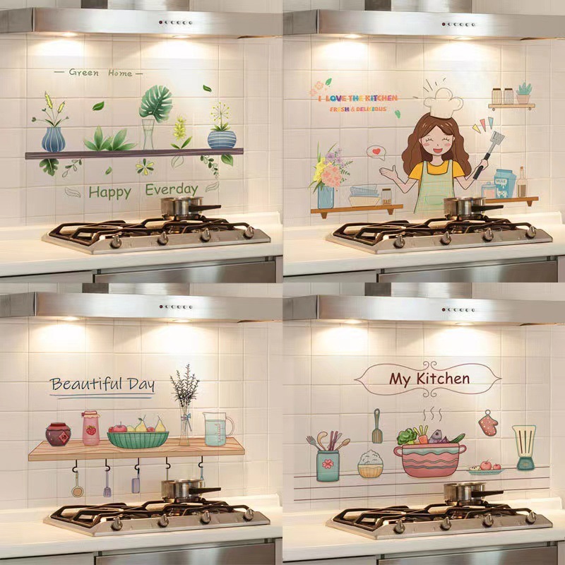 Tranh Dán Bếp Chống Dầu Mỡ 60 x 90cm Chịu Nhiệt, Giấy Decal Trang Trí Decor Bếp Đẹp