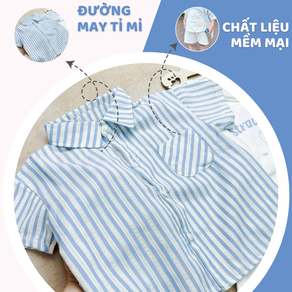 [À ƠI SHOP] R67- set 3ct cộc sọc xanh kèm mũ- a111.109