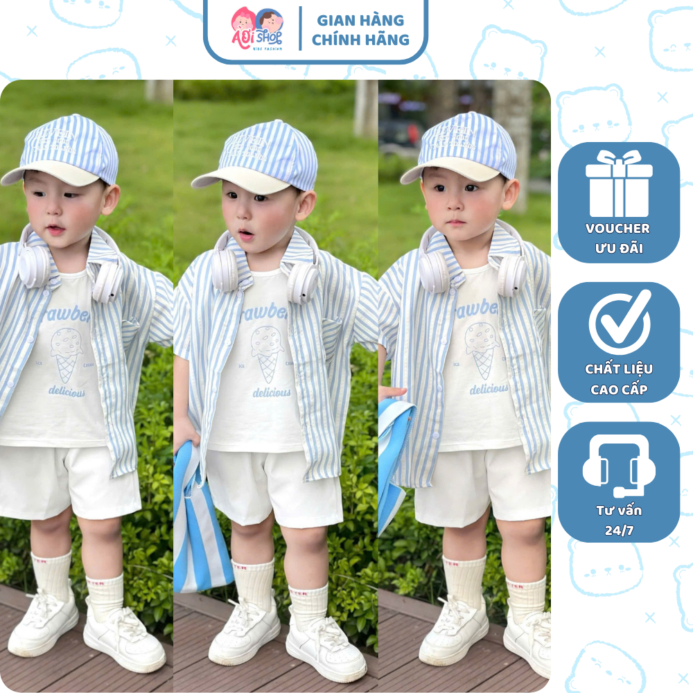 [À ƠI SHOP] R67- set 3ct cộc sọc xanh kèm mũ- a111.109