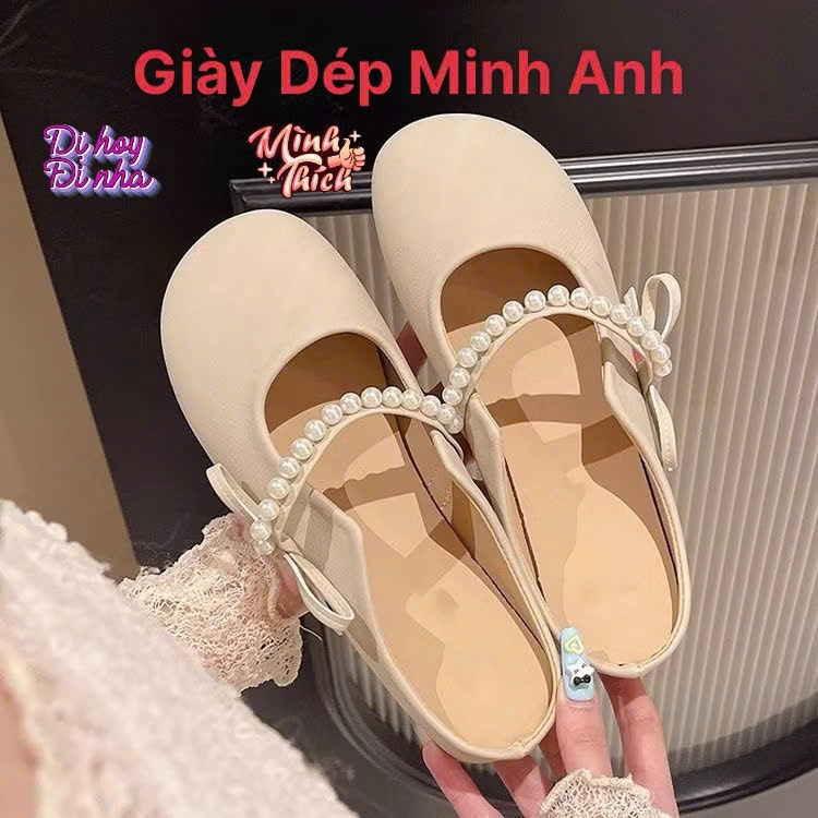 Sục Nữ Quai Đính Ngọc Và Nơ Cực Dễ Thương Chất Liệu Cao Su Mềm Đế Bệt Mẫu Hot 2025