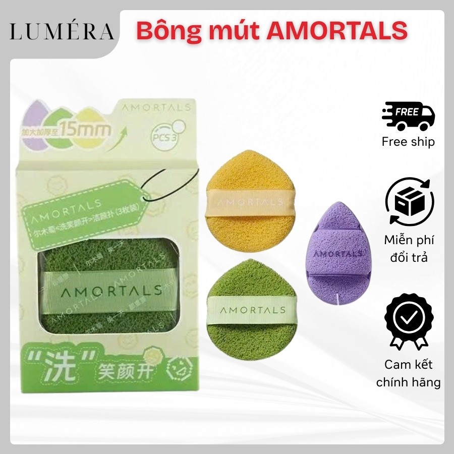 Bông Mút Bọt Biển Rửa Mặt AMORTALS Chính Hãng - Bông Mút Rửa Mặt Dai Mềm Mịn Làm Sạch Da ặt