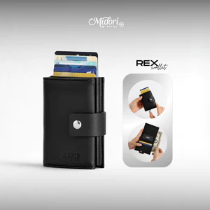 Ví Da PU REX Nam Nữ Có Hộp Đựng Thẻ Gập Ba Bóp Đựng Tiền Mini Nhiều Ngăn | MIDORI WORKSHOP