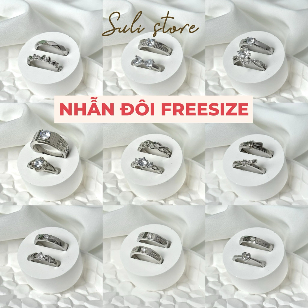 Nhẫn đôi nhẫn đôi freesize tự điều chỉnh kích cỡ nam nữ (giá 1 cặp) Women