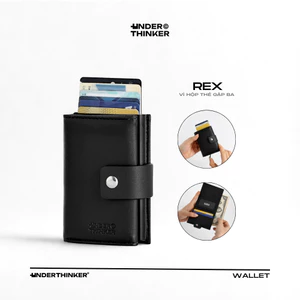 Ví Da PU REX Có Hộp Đựng Thẻ Gập Ba Nam Nữ Bóp Đựng Tiền Mini Nhiều Ngăn | UNDER THINKER