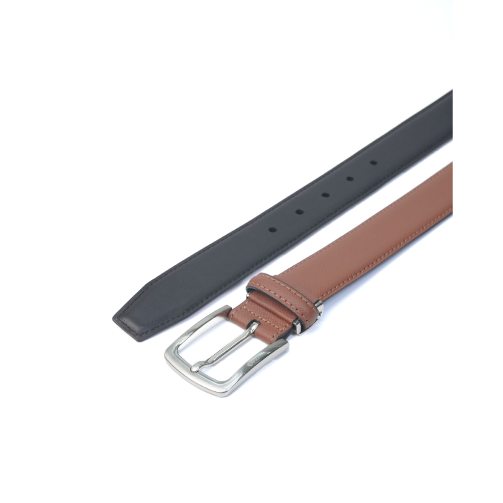 Thắt lưng nam da bò HG khóa kim vân Saffiano 3 lớp màu bò sáng TL25M04