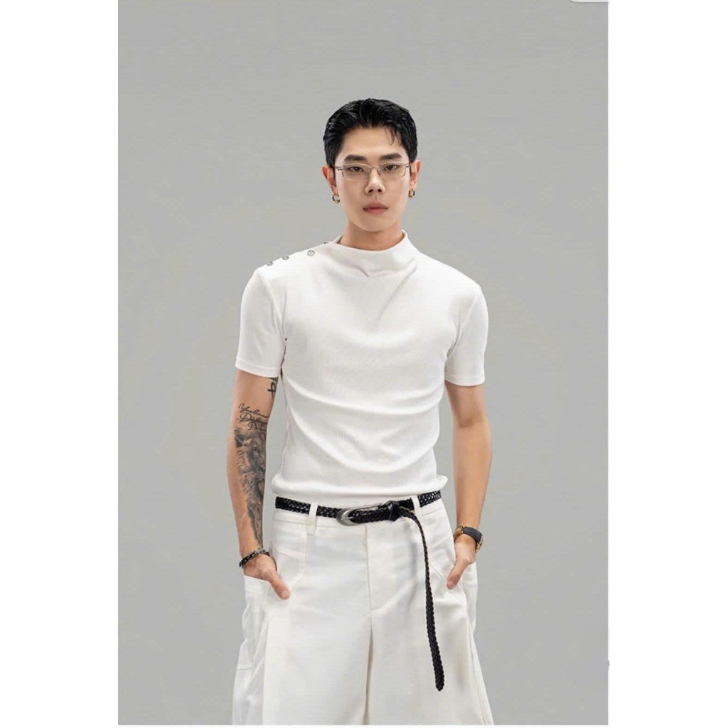 Áo thun Stee Style Cổ xéo XELOO Bosy ICVCVNI Unisex Cotton
