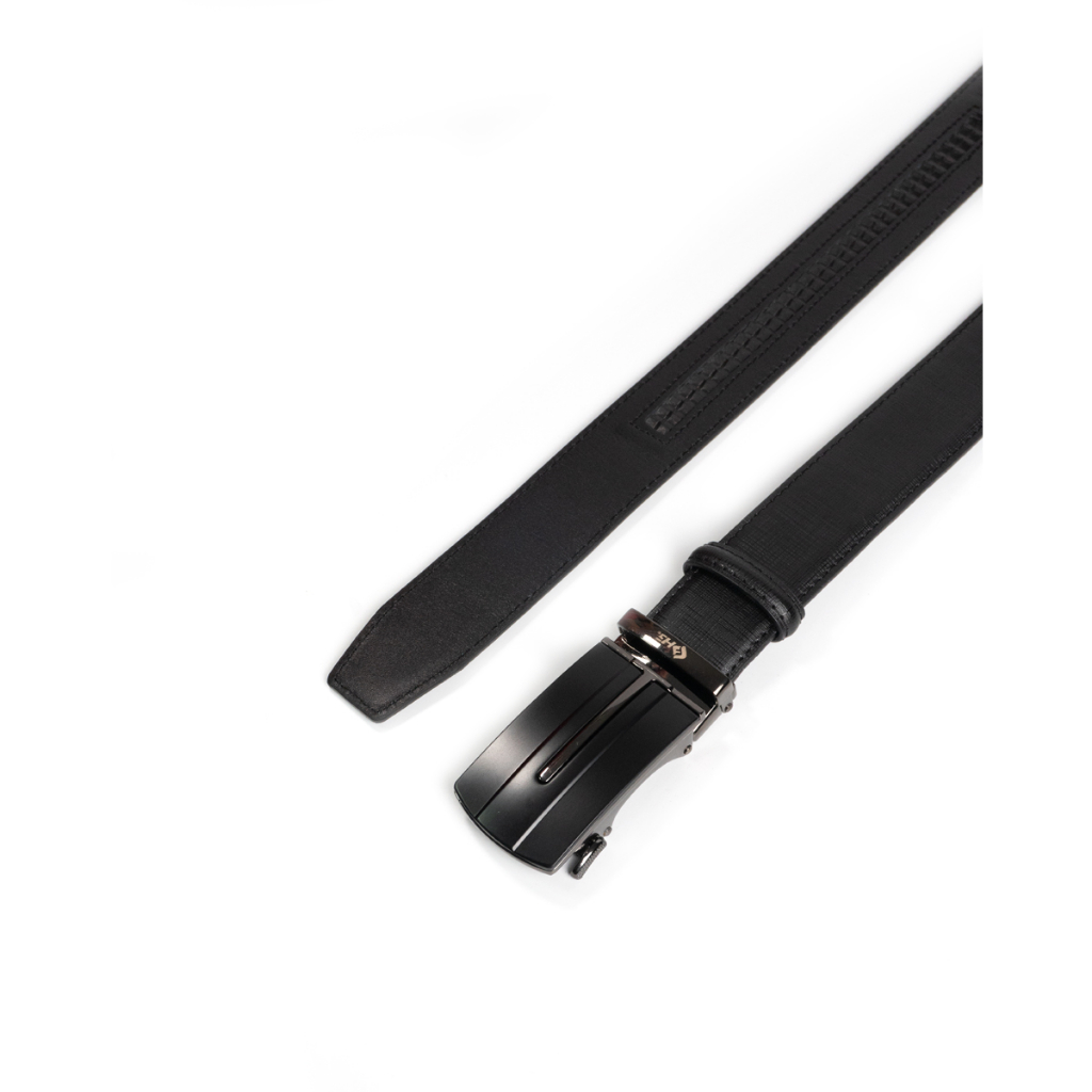 Thắt lưng nam da bò HG Fashion Saffiano 3 lớp khóa tự động cao cấp màu đen | TL25M05