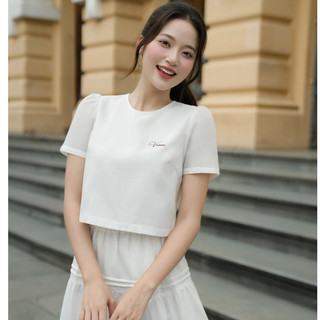 Áo Kiểu Nữ Croptop Dáng Suông Tay Ngắn VIEN TRAN D61B25H018