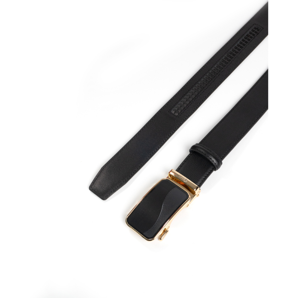 Thắt lưng nam da bò HG Fashion Saffiano 3 lớp khóa tự động cao cấp màu đen | TL25M12