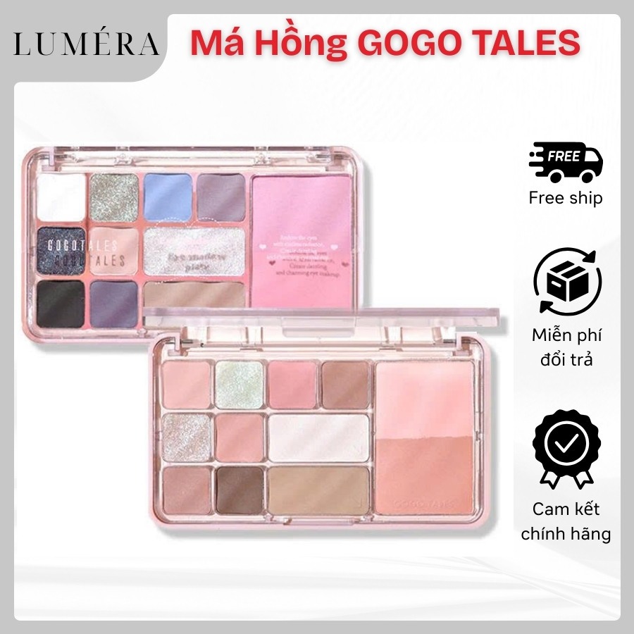 Bảng phấn mắt GOGO TALES phấn má kèm tạo khối 12 ô màu 4in1 Gogotales Heart Racing GT724 14.6g trang điểm xinh sáng mịn