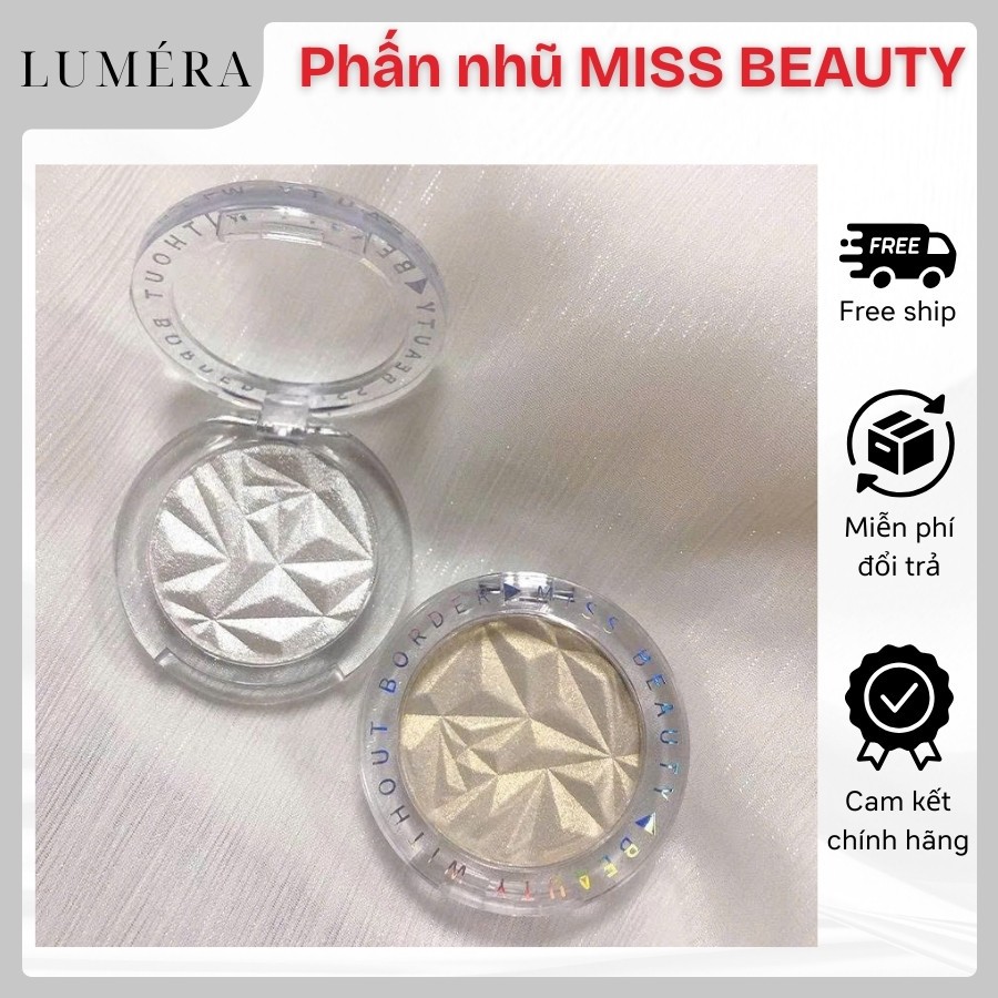 Phấn Nhũ Bắt Sáng MISS BEAUTY Tạo Khối Highlight Nhũ Kim Tuyến Lấp Lánh Lâu Trôi Chống Nước