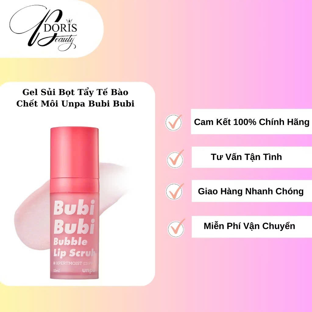 Tẩy tế bào chết môi Bubi Bubble Lip Scrub Tẩy da chết môi dạng sủi bọt mềm môi hồng tự nhiên 10ml