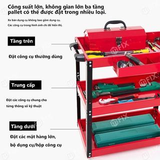 Xe đẩy dụng cụ 3 tầng chuyên dụng tặng kèm khay đựng và giá treo