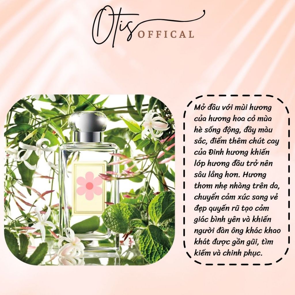 Nước Hoa Chiết 10ml Unisex J M White J a s m i n e & M.i.n.t Hương thơm Quyến rũ, Gợi cảm, Tinh tế